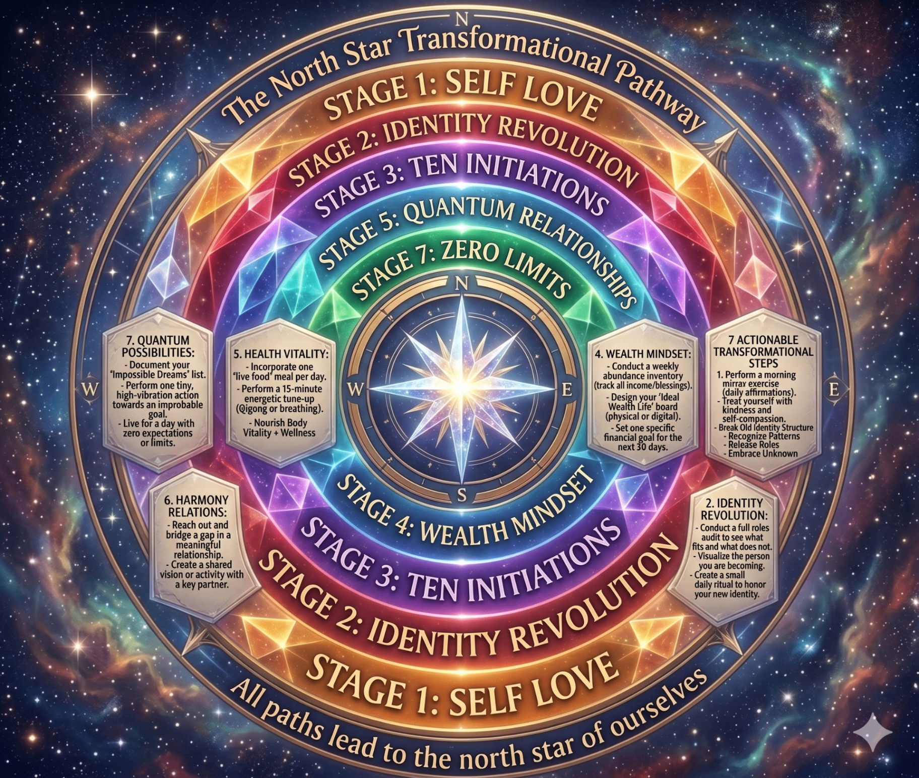 The North Star Transformational Pathway cosmic map showing all 7 stages